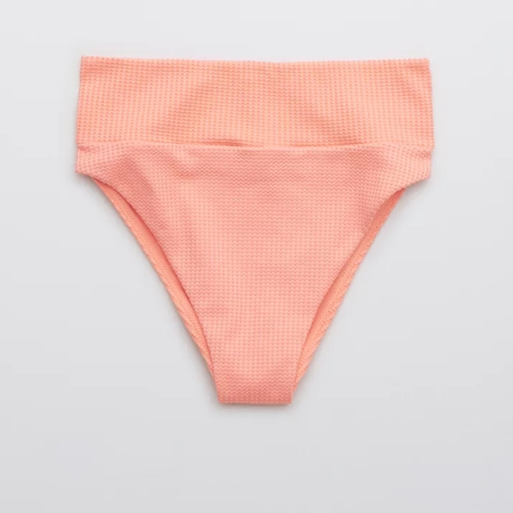 Peachy Coral Aerie Cheeky High-Waisted Bikini Bottom